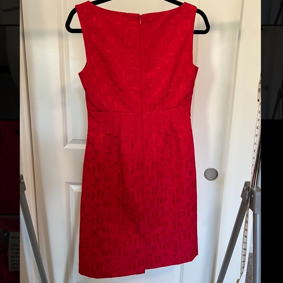 Tahari ASL Womens Geometric Square Neck Sleeveless Sheath Dress Red Size 4 - Picture 4 of 5
